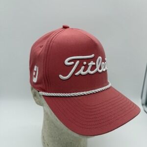 Titleist Pro V1 Rope Hat Snapback Golf Cap Red White Adjustable